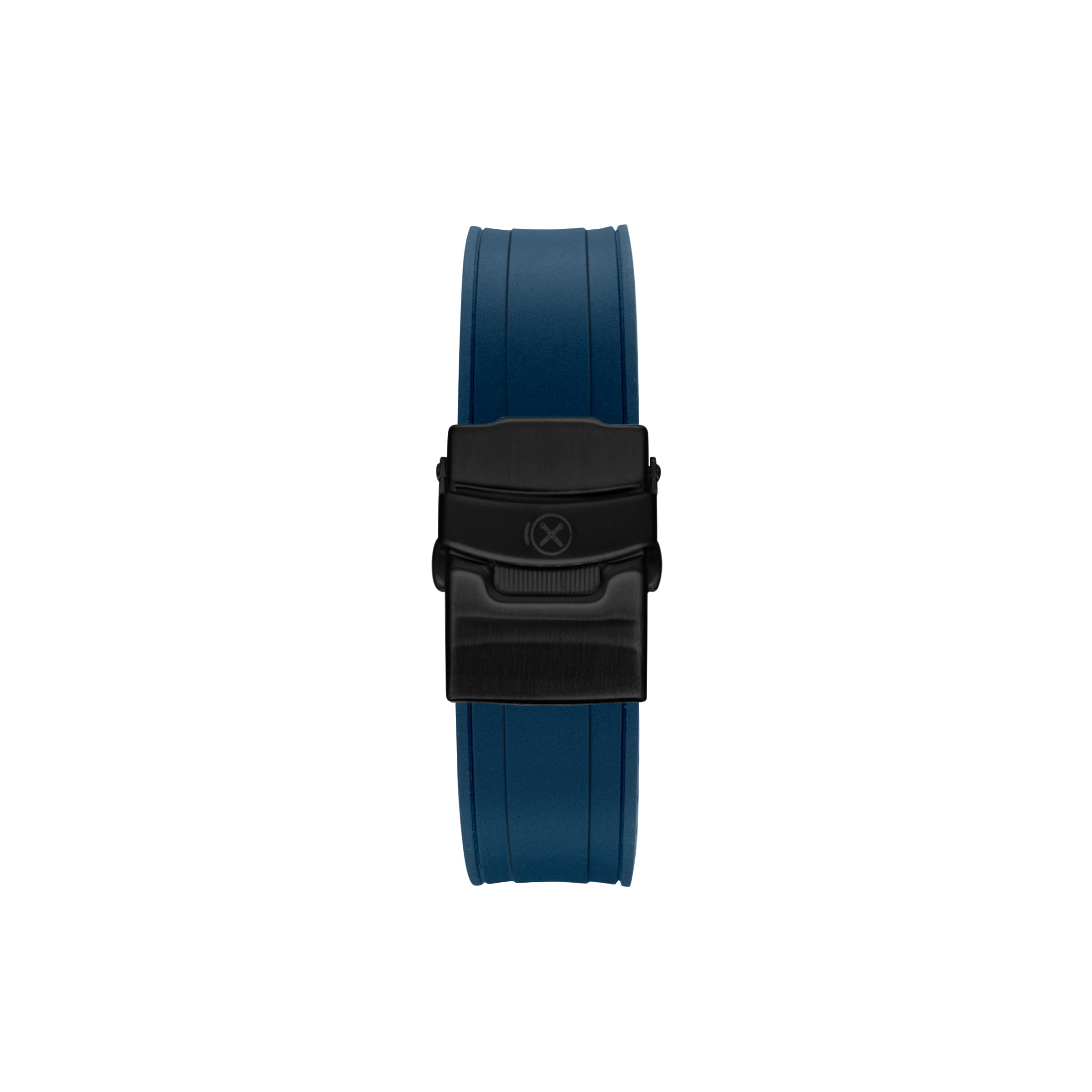 (SX1A) Rubber Strap for Seiko SKX Series (Curved-Ends) - BLUE / BLACK CLASP