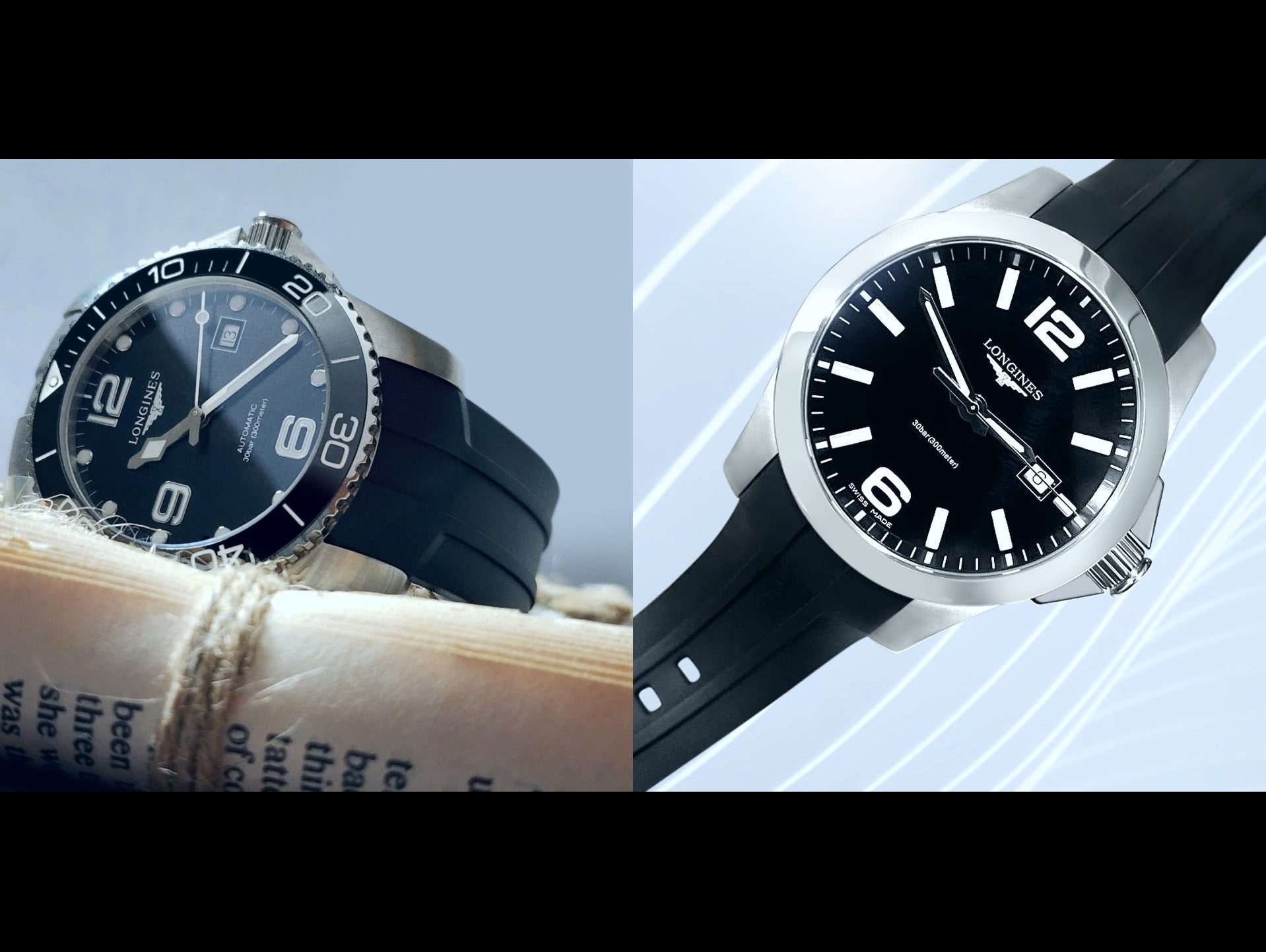 StrapXPro Premium Series (LXH1C)-Quick Release FKM Curved Ends Rubber Strap for Longines-Hydroconquest & Conquest