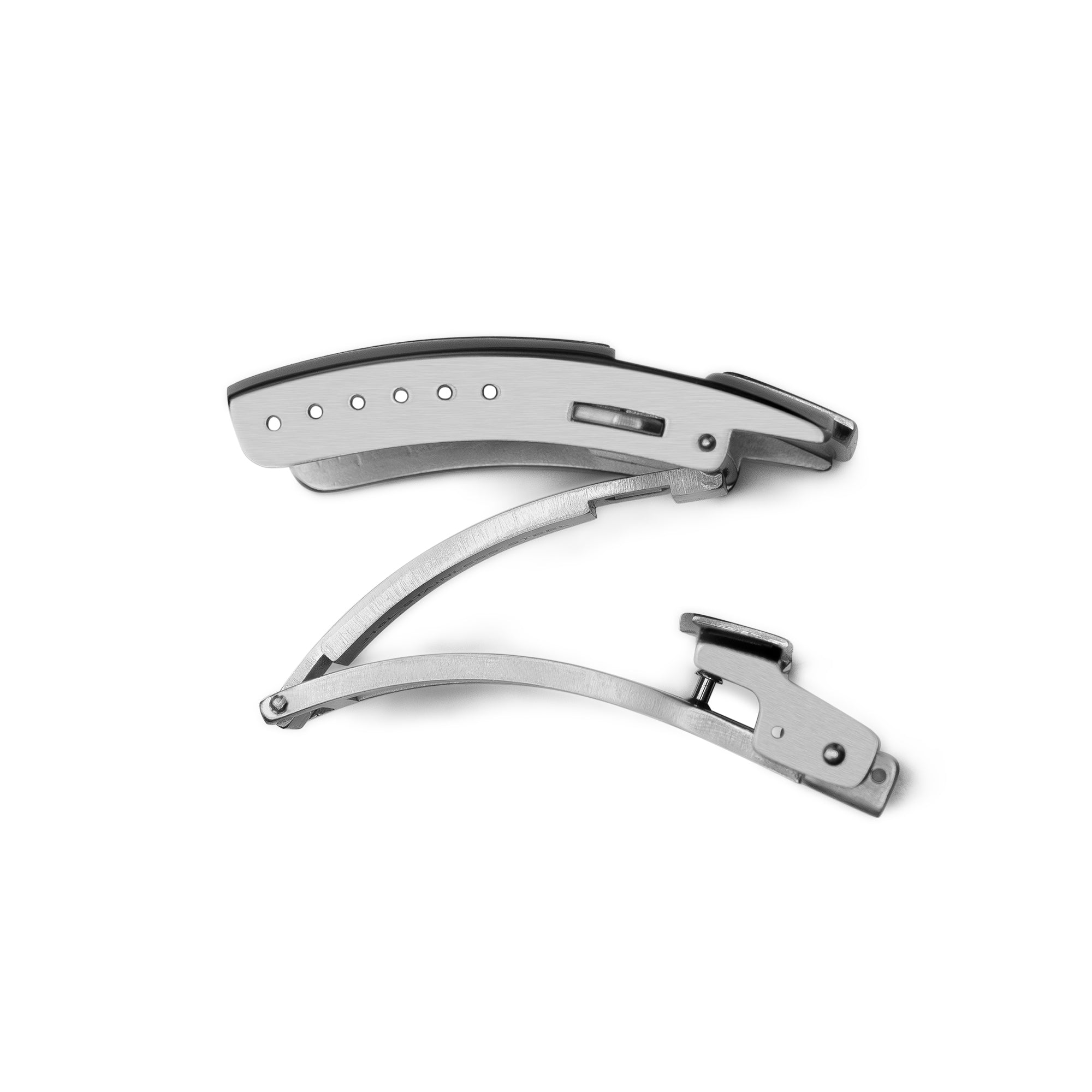 (SBG01 & 02) STRAPXPRO Premium Solid 316L Stainless Steel Double-Lock Button Diver Clasp, Brushed & Polished Edge