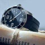 (LXH1C) Quick Release FKM Curved Rubber Strap for Longines 41mm Hydroconquest/Conquest Series (2007-2022 ver. 21mm lug width)