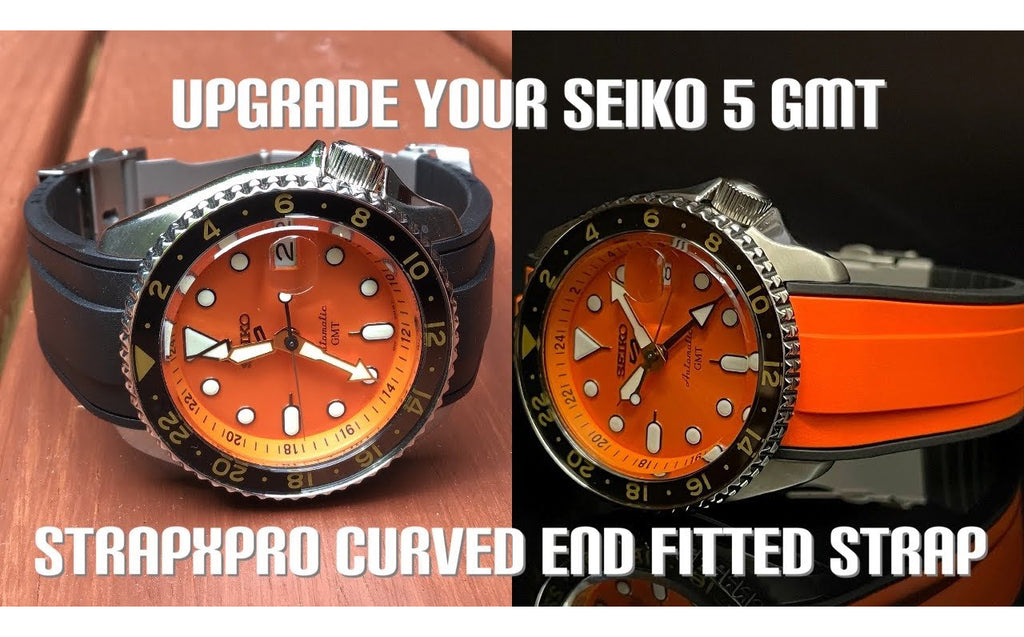 YouTube review by Watchyouknow-Jeff Summers; A great upgrade  with StrapXPro SX1A Premium Series Curved Ends Rubber Strap on Seiko 5KX/GMT (SSK005K1)