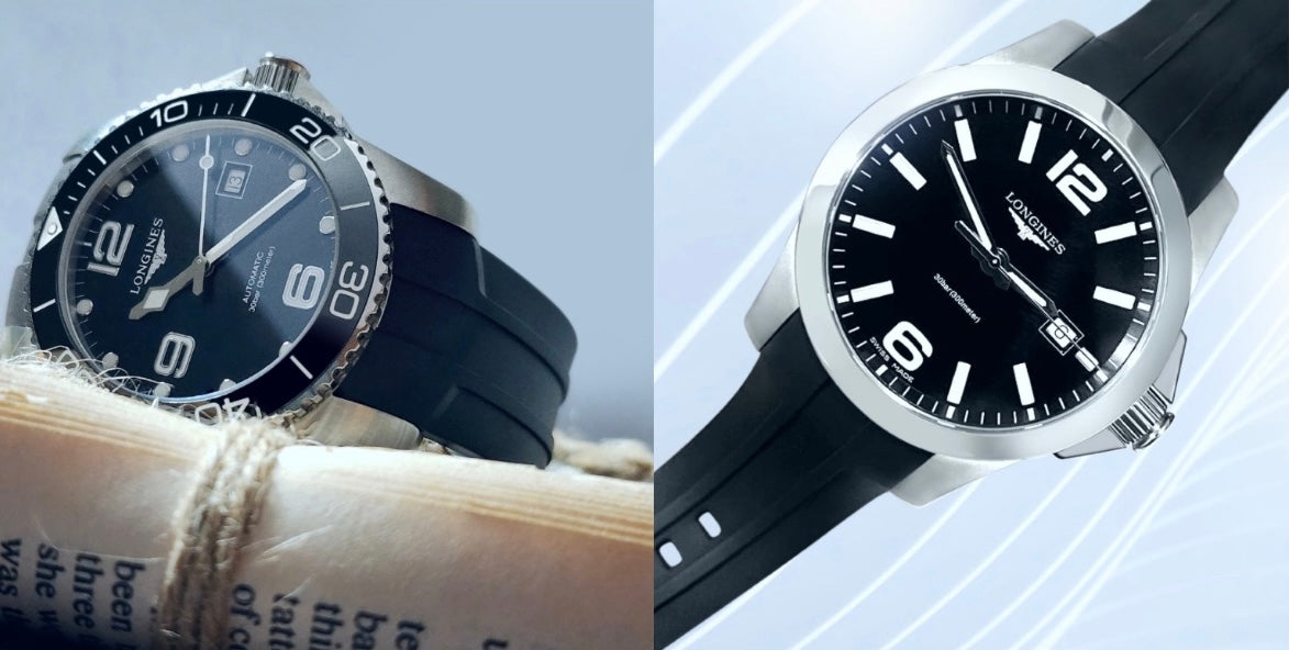 LXH1C) Quick Release FKM Curved Rubber Strap for Longines 41mm