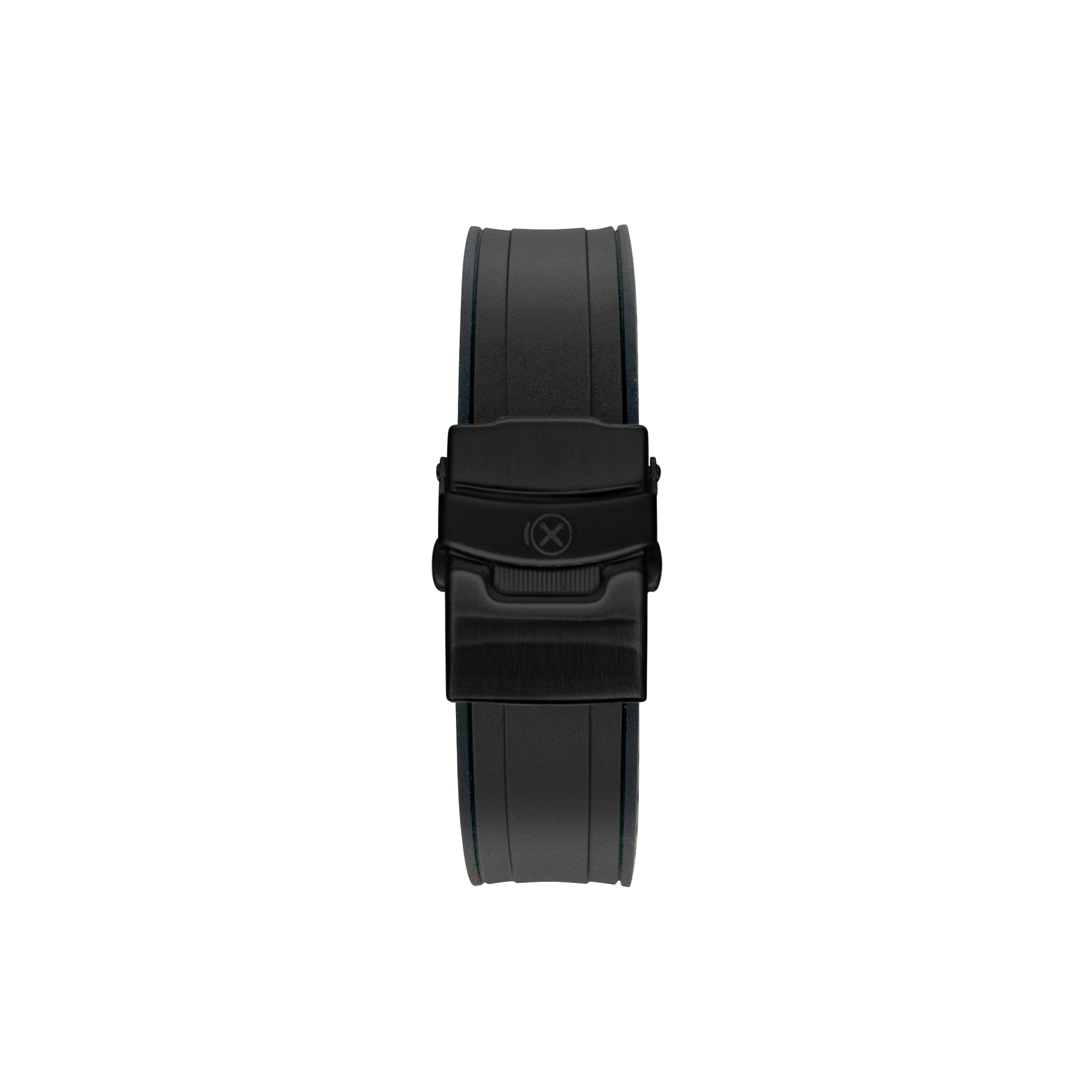 StrapXPro SX1A Rubber Strap for Seiko SKX Series Curved Ends Black Black Clasp